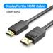DisplayPort to HDMI Cable 4K 60Hz DP to HDMI Cable Display Port Male to HDMI Male Adapter for HDTV Projector DP to HDMI 1080P 60Hz-Black 3m
