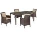 IHSS Conduit 5 Piece Outdoor Patio Wicker Rattan Set Glass in Brown | 70 W x 38.5 D in | Wayfair 755513729879