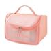 Travel Makeup Bag Large Opening Makeup Bag Portable Makeup Bag Opens Flat for Easy Access PU Leather Makeup Bag Large Cosmetic Organizer for Women Girls pink