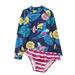 Toddler Girls Swimsuits Floral Printed Bathing Suits Long Sleeve Beach Top Striped Briefs Summer Sun Protection Swimwear Set Two-Piece Swimsuit Kids Girls Sunscreen Swimsuit + Shorts Swimsuit