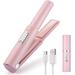 Cordless Hair Straighteners Curler 2 in 1 Mini Portable Travel Wireless Flat Iron Fast Heat Up Anti-Scald 3-Level Straightener for Swift Smooth and Glossy Hair Type-C Rechargeable Pink