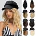 Cap with Hair Extensions Short Curly Wavy Bob Hairstyle Wig Hat Beret Attached Synthetic Hairpiece for Women Ash Blonde Mix Bleach Blonde-B