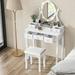 Makeup Vanity Set with Mirror and Cushioned Stool Dressing Table with 5 Drawers and Removable Organizers Bedroom Makeup Table with Stool for Women Girls (White)