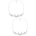 2 Pack Alloy Moon Headpiece Retro Hollow Diamond Pattern Chain (faceted Black Crystal) Women s