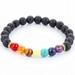 7 Chakra Gemstone Bracelet Lava Stone Crystal Reiki Healing Balancing Natural