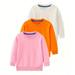 BERANMEY 3Pcs Girls Solid Color Long Sleeve Sweatshirt Loose Casual Pullover For Autumn Winter Oversized Sweatshirts for Girls Loose Fit Soft Cotton Fall Sweatshirt 1-16T