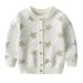 Baywell Toddler Baby Girl Baby Knit Cardigan Sweater Long Sleeve Star Jacquard Knit Shirt Button Down Outwear Coat for Little Kids 5-6 yC-White