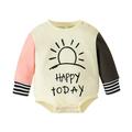 ASFGIMUJ Baby Rompers Girl Toddler Long Sleeve Letter Prints Triangle Romper Bodysuits Baby Girl Pink 2 Years-3 Years