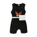 DkinJom baby girl clothes Toddler Girls Sleeveless Butterfly Romper Ribbed Jumpsuit Belt Waist Bag Outfits