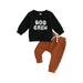 Emmababy Baby Boy Halloween Outfits Set with Fun Cartoon Letter Print Sweatshirt and Pants