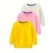 BERANMEY 3Pcs Girls Solid Color Long Sleeve Sweatshirt Loose Casual Pullover For Autumn Winter Oversized Sweatshirts for Girls Loose Fit Soft Cotton Fall Sweatshirt 1-7T