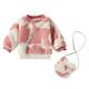 Kids Swaetshirts Hoodies Long Sleeve Cow Printed Thick Warm Pullover T Shirt Tops Bag Set Joggers Pink 2 Years-3 Years
