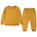 ZCFZJW Children Kids Long Sleeve Sweatsuits Cute Long Sleeve Solid Color Crewneck Pullover Sweatshirts and Long Pants Fall Winter Warm Two Piece Tracksuit Outfit Clothes Yellow 6-9 Months