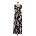 SJS Casual Dress - A-Line V-Neck Sleeveless: Black Print Dresses - Women's Size Medium