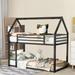 Harper Orchard Twin Over Twin Bunk Beds w/ Roof, Frame House Bunk Bed, Low Twin Bunk Beds w/ Built-In Ladder, No Box Spring Needed | Wayfair