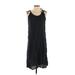 Mango Casual Dress - A-Line Scoop Neck Sleeveless: Black Solid Dresses - Women's Size 4