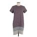 Artisan NY Casual Dress - Shift Crew Neck Short sleeves: Burgundy Color Block Dresses - Women's Size 6