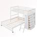 Harriet Bee Gray Twin Over Full Bunk Bed w/ 6 Drawers & Shelves Wood in White | 65.71 H x 79.51 W x 79.51 D in | Wayfair