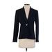 Liz Claiborne Blazer Jacket: Short Blue Solid Jackets & Outerwear - Women's Size 2 Petite