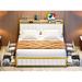 Mercer41 Vonzel Metal Queen Bed Frame w/ 4 Large Drawers, Storage Headboard, Power Outlets & USB Ports Metal in Yellow | King | Wayfair