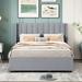 Everly Quinn Bergues Platform Storage Bed w/ 4 Drawers Wood & /Upholstered/Velvet in Gray | 43.5 H x 58.25 W x 79.75 D in | Wayfair