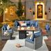 Latitude Run® Wyler 8 Piece Sectional Seating Group w/ Cushions, Wicker in Blue | Outdoor Furniture | Wayfair 30B9F7EA131845CB8E7A749858D10C0E