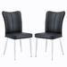Wrought Studio™ PU Leather Dining Chair Set of 2 Faux Leather/Wood/Upholstered/Metal in Gray/Black | 35 H x 17.7 W x 17.3 D in | Wayfair
