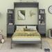 Latitude Run® Full Size Murphy Bed Wall Bed w/ Shelves, Drawers & LED Lights Wood in Gray | 83.7 H x 79 W x 79.5 D in | Wayfair