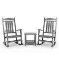 Winston Porter Rasima 3 Piece Outdoor Rocking Chair Seating Group Plastic in Gray | Wayfair F68FC1BD5F5942FBAF90543CDE4115CD