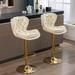 Mercer41 Zuhaira Swivel Adjustable Height Stool w/ Chrome Footrest, Bar Stools Upholstered/Velvet/Metal in Brown | 17.32 W x 18.3 D in | Wayfair