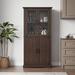 August Grove® Cabado Dining Display Cabinet w/ RGB light Wood/Glass in Brown | 68.7 H x 33.7 W x 15.6 D in | Wayfair