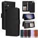 SaniMore for Samsung Galaxy S23 Plus Wallet Case Detachable Strong Magnetic PU Leather Flip Cover PU Leather Magnetic Card Slots Cash Pocket Wristlet Strap Full Body Protective Stand Shell Black