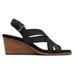 TOMS Women's Black Gracie Leather Wedge Sandals, Size 9.5