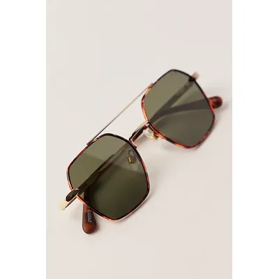 Sara Polarized Sunglasses at Free People in Tort/Green