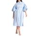 Plus Size Women's Balloon Sleeve Shirt Dress by ELOQUII in Windsurf Windsurf (Size 14)