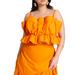 Plus Size Women's Ruffle Crop Top by ELOQUII in Orange Crush (Size 18)