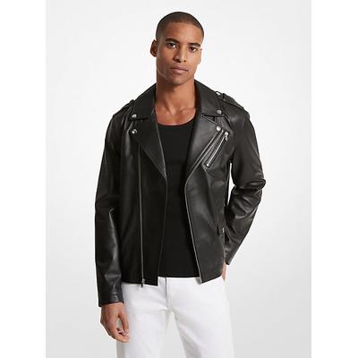 Michael Kors Leather Moto Jacket Black S