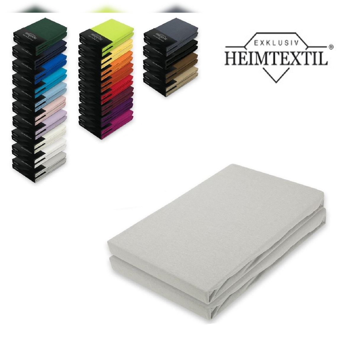 EXKLUSIV HEIMTEXTIL Doppelpack Jersey Spannbettlaken Premium Silber 180 - 200 x 200 cm Image