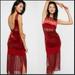 Free People Dresses | Free People M - Keep In Line, Lace & Velvet Maxi Form Fitting Burnt Red Dress | Color: Red | Size: M