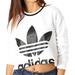 Adidas Tops | Adidas Women's Cropped Sweatshirt White And Black Bold Trefoil Logo Size Small | Color: Black/White | Size: S