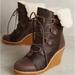 Anthropologie Shoes | Anthro Australia Luxe Collective Mona Shearling Pony Hair Wedge Lace Up Boot 7 | Color: Brown | Size: 7