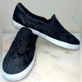 Coach Shoes | Coach Alegra Signature Logo Canvas Slip On Sneakers, Size 8 | Color: Black/White | Size: 8