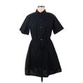 Gap Casual Dress - Shirtdress Collared Short sleeves: Black Solid Dresses - Women's Size Medium