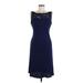 Evan Picone Casual Dress - Party Boatneck Sleeveless: Blue Print Dresses - Women's Size 8