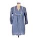 Boden Casual Dress - Mini V Neck 3/4 sleeves: Blue Dresses - Women's Size 8 Petite