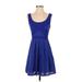 American Eagle Outfitters Casual Dress - Party Scoop Neck Sleeveless: Blue Print Dresses - Women's Size 2