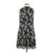 Charles Henry Casual Dress - A-Line High Neck Sleeveless: Black Print Dresses - Women's Size Large