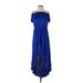 Lilka Casual Dress - High/Low Open Neckline Sleeveless: Blue Print Dresses - Women's Size Small
