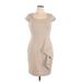 Calvin Klein Casual Dress - Mini Scoop Neck Short sleeves: Tan Print Dresses - Women's Size 14