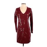 MICHAEL Michael Kors Cocktail Dress - Sweater Dress V Neck Long Sleeve: Burgundy Dresses - Women's Size X-Small